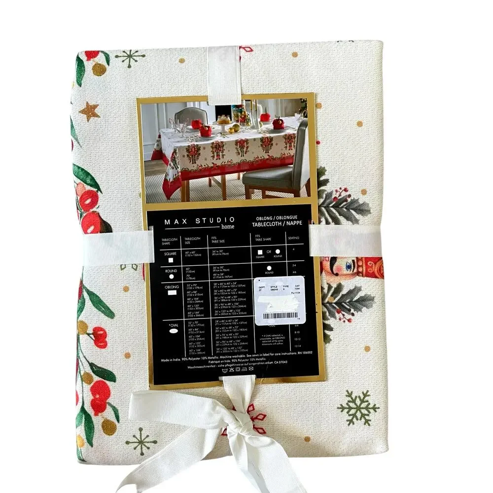 Max Studio Christmas Nutcracker 60x120 Holiday Tablecloth New